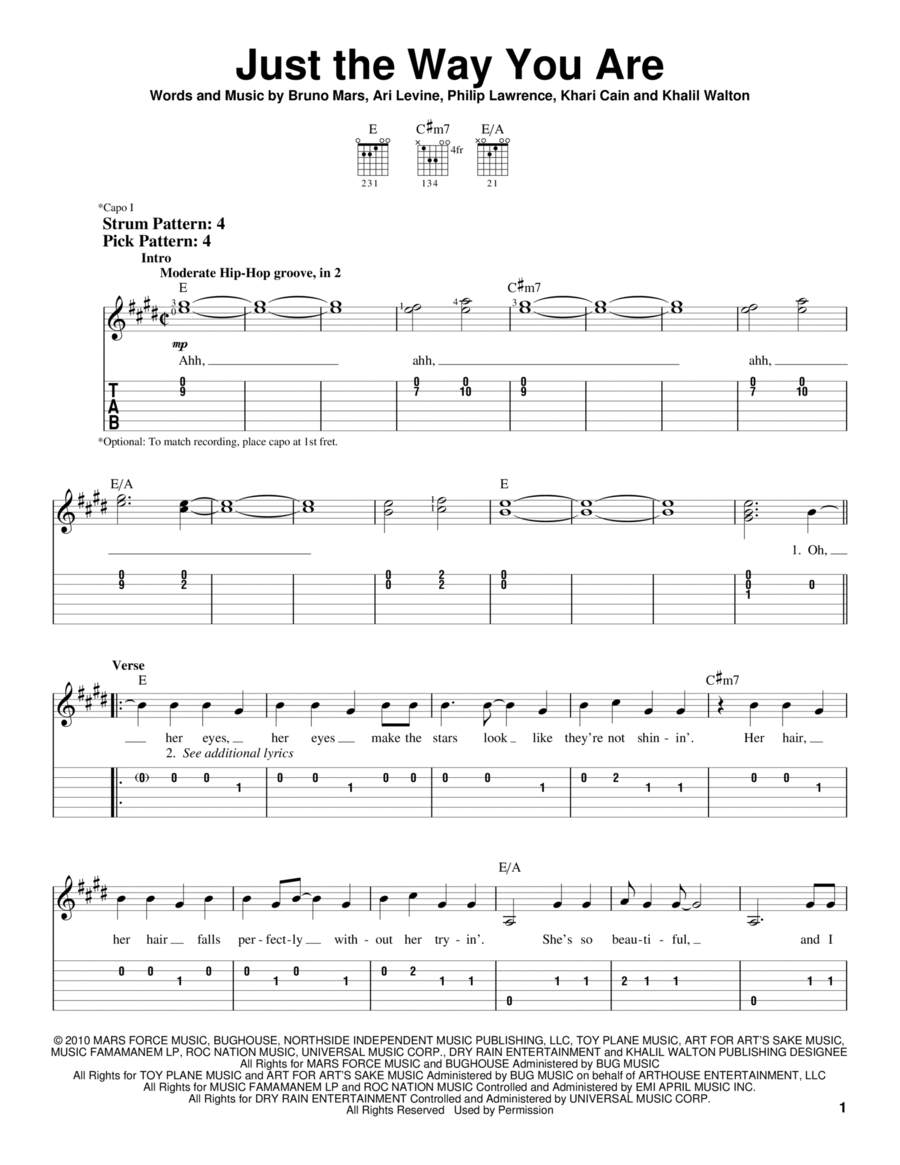 Just The Way You Are Just The Way You Are Acoustic Guitar scores gallery preview page 1