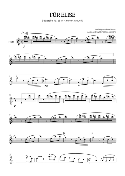 Beethoven • Für Elise / Pour Elise • flute sheet music image number null