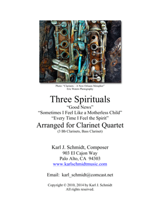 THREE TRADITIONAL SPIRITUALS for Clarinet Quartet
