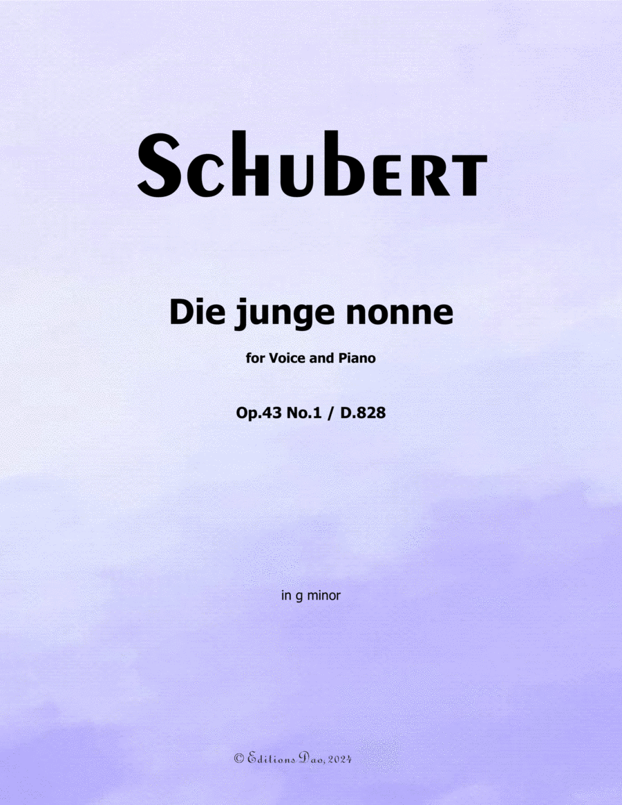 Die junge nonne, by Schubert, D.828, in g minor Voice scores gallery preview page 1