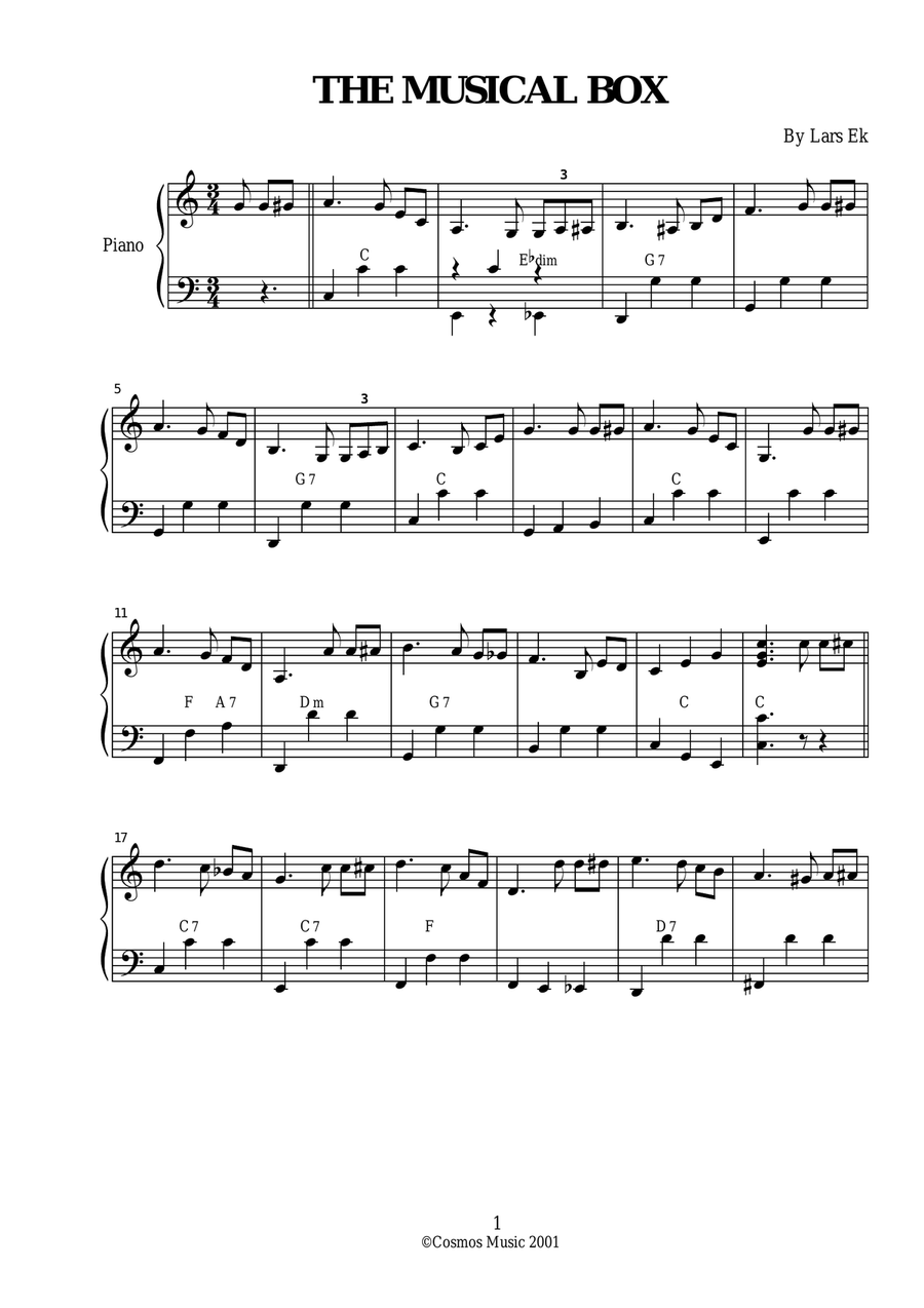 THE MUSICAL BOX Accordion scores gallery preview page 1