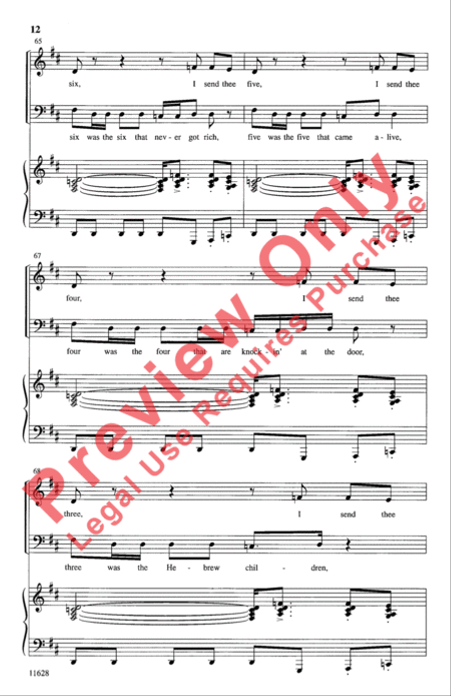Children, Go Where I Send Thee 4-Part scores gallery preview page 12