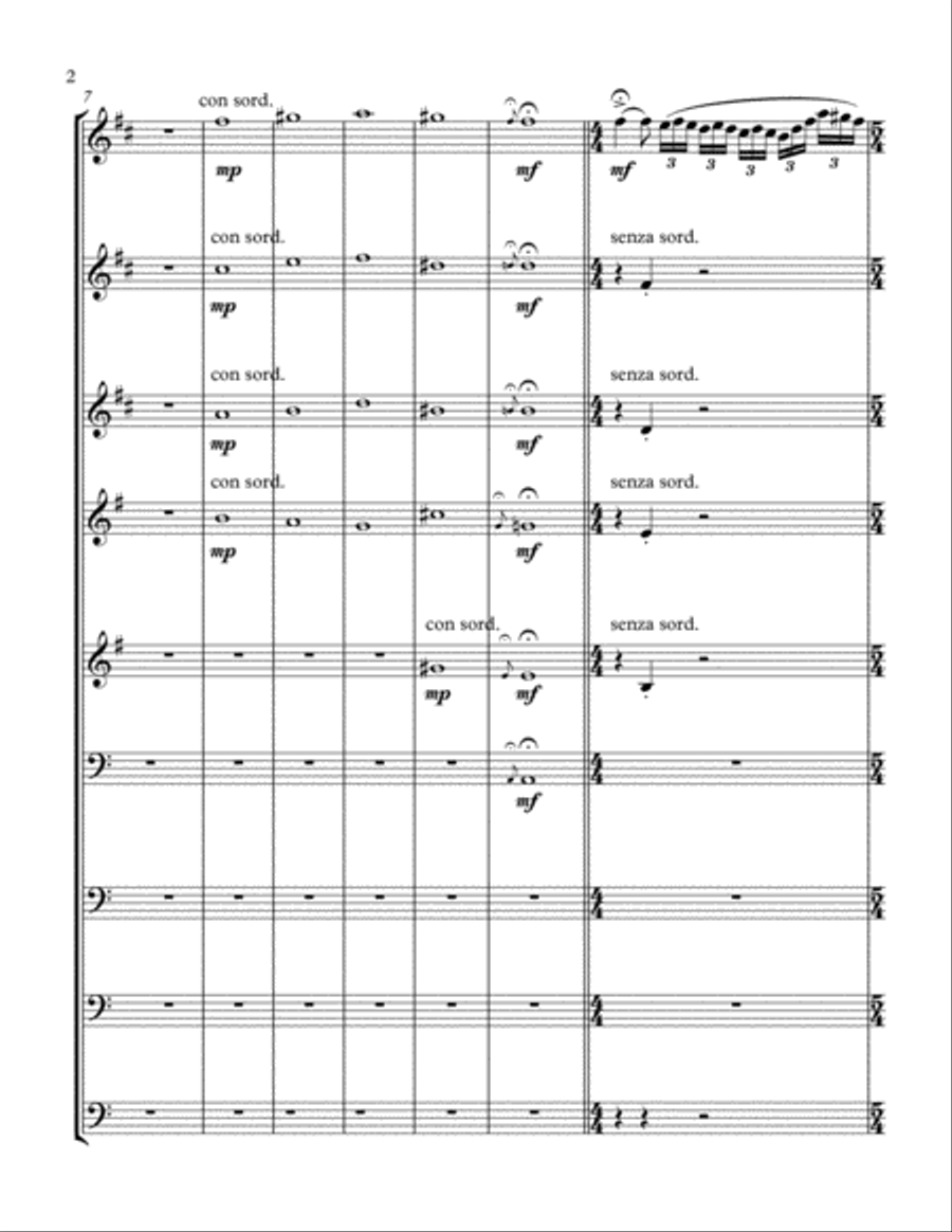 RIMSKY KORSAKOV 1844-1908 SCHEHERAZADA SUITE BRASS ENSMEBLE arrenged by KHUUSHAAN BATZAYA Brass Ensemble scores gallery preview page 2