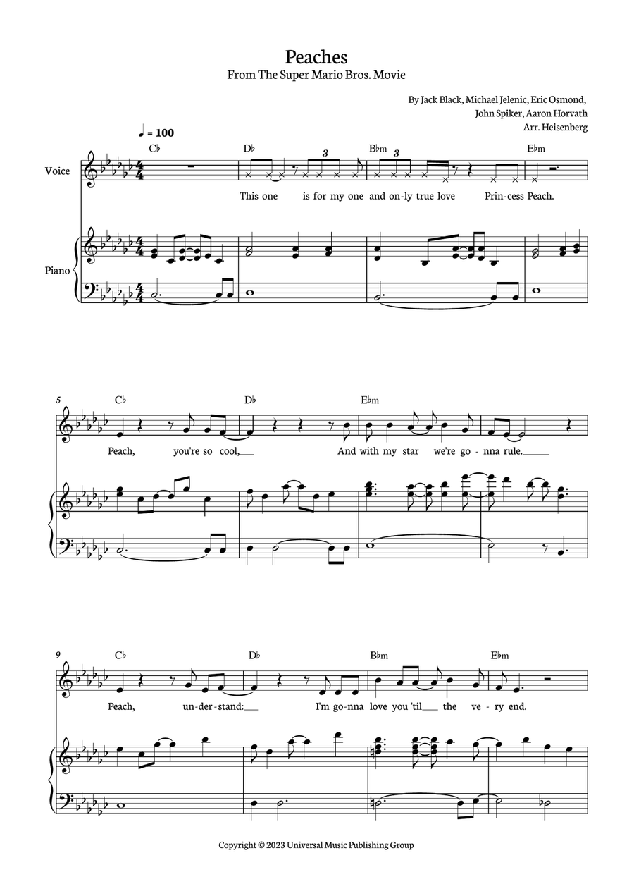 Peaches Peaches Piano, Vocal scores gallery preview page 1