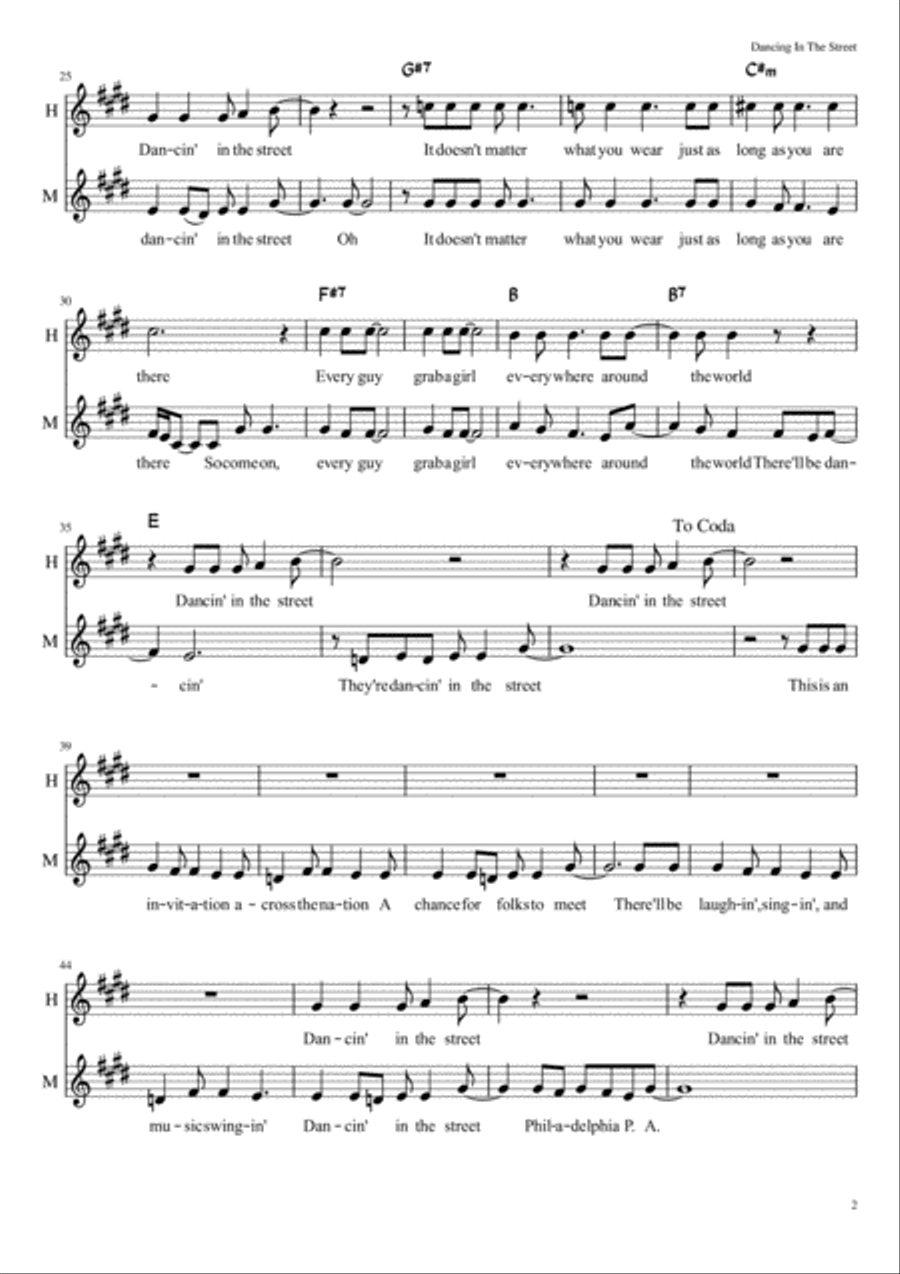 Dancing In The Street Dancing In The Street Guitar scores gallery preview page 2