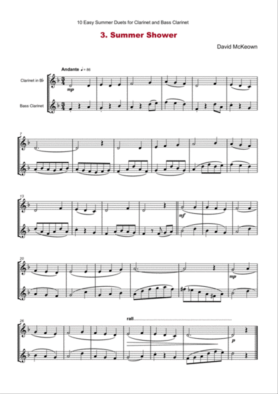 10 Easy Summer Duets for Clarinet and Bass Clarinet Woodwind Duet scores gallery preview page 5
