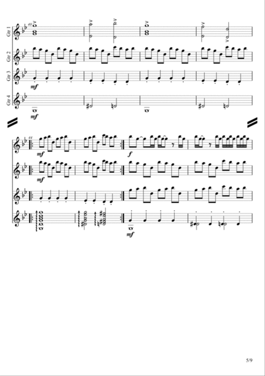 Requiem For A Dream Guitar Ensemble scores gallery preview page 5