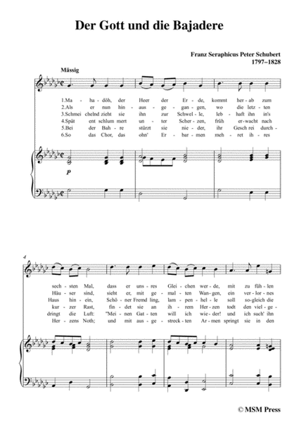 Schubert-Der Gott und die Bajadere,in G flat Major,for Voice&Piano image number null