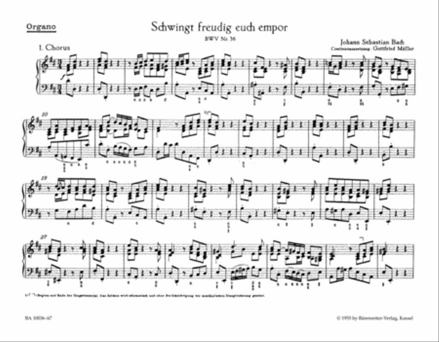 Schwingt freudig euch empor, BWV 36 by Johann Sebastian Bach Organ - Sheet Music