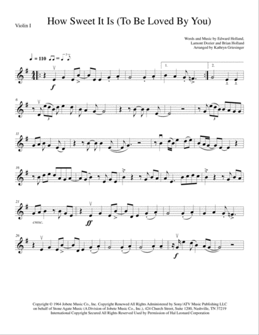 How Sweet It Is (To Be Loved By You) String Quartet scores gallery preview page 1