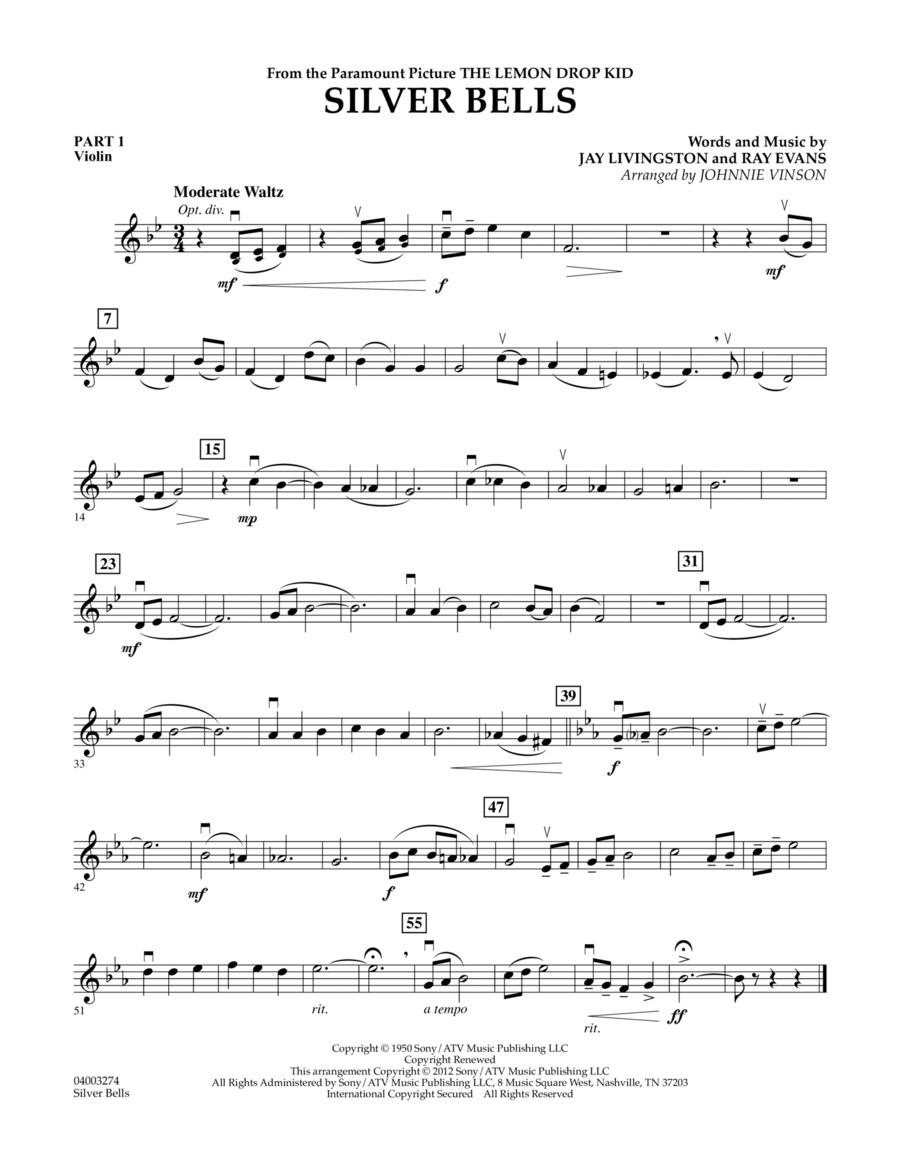 Silver Bells - Pt.1 - Violin Concert Band scores gallery preview page 1