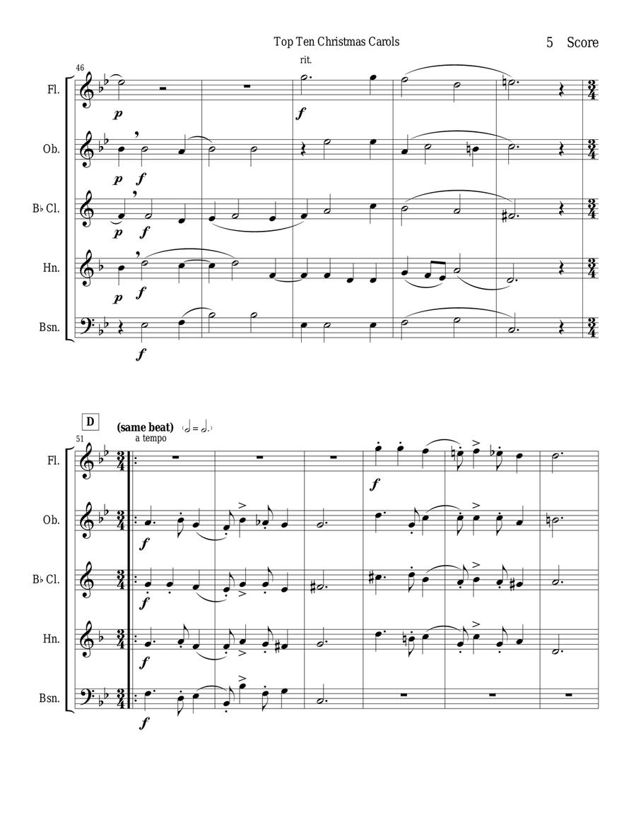 O Magnum Mysterium by Gabrieli for Woodwind Quintet Woodwind Quintet scores gallery preview page 5