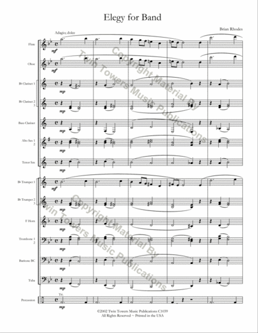 Elegy Elegy Concert Band scores gallery preview page 4