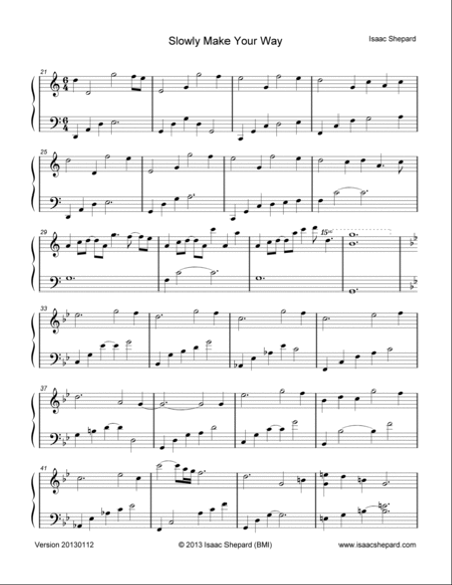 Slowly Make Your Way Piano Solo scores gallery preview page 2
