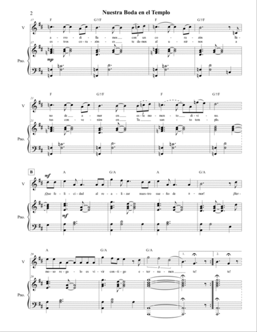 Nuestra Boda en el Templo - Vocal solo para mujer Piano, Vocal, Guitar scores gallery preview page 4