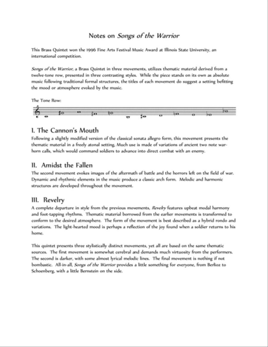 Songs of the Warrior Brass Ensemble scores gallery preview page 2