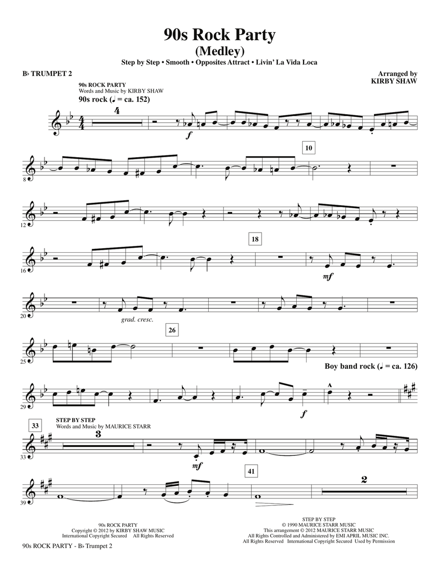 90s Rock Party (Medley) - Bb Trumpet 2 Choir scores gallery preview page 1
