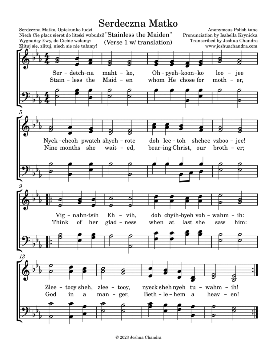 Serdeczna Matko (Stainless the Maiden) 4-Part scores gallery preview page 1