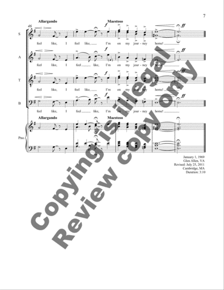I'm On My Journey Home! 4-Part scores gallery preview page 5