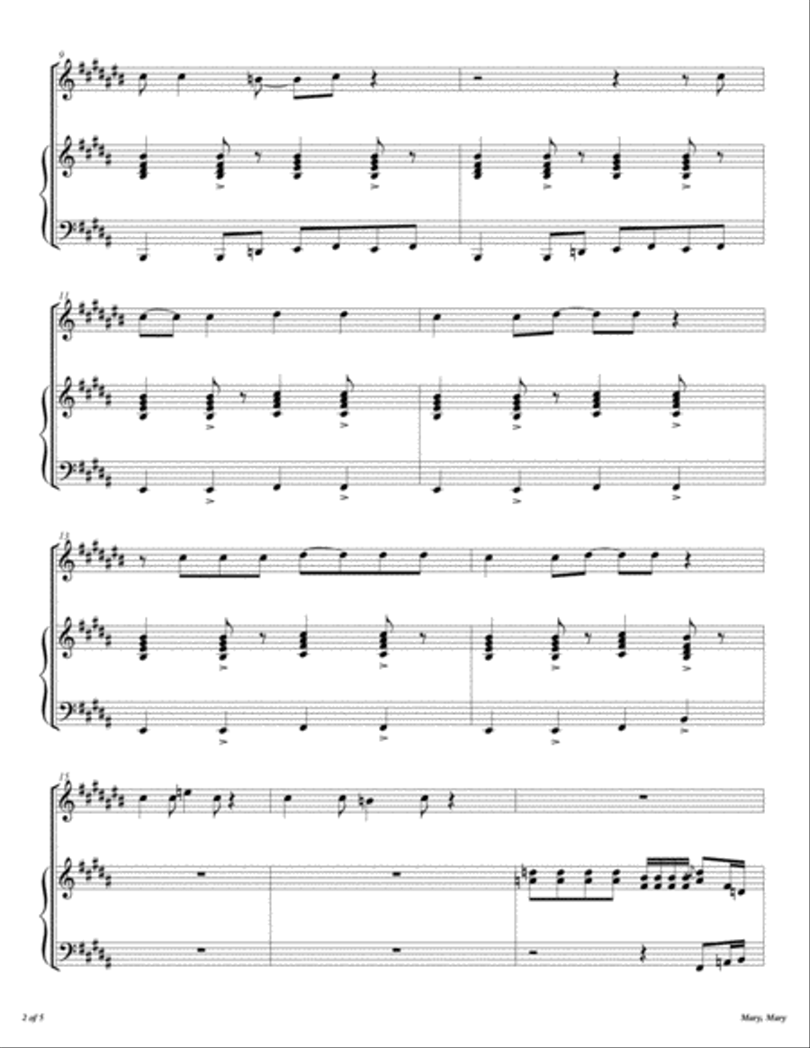 Mary, Mary Mary, Mary Piano scores gallery preview page 3
