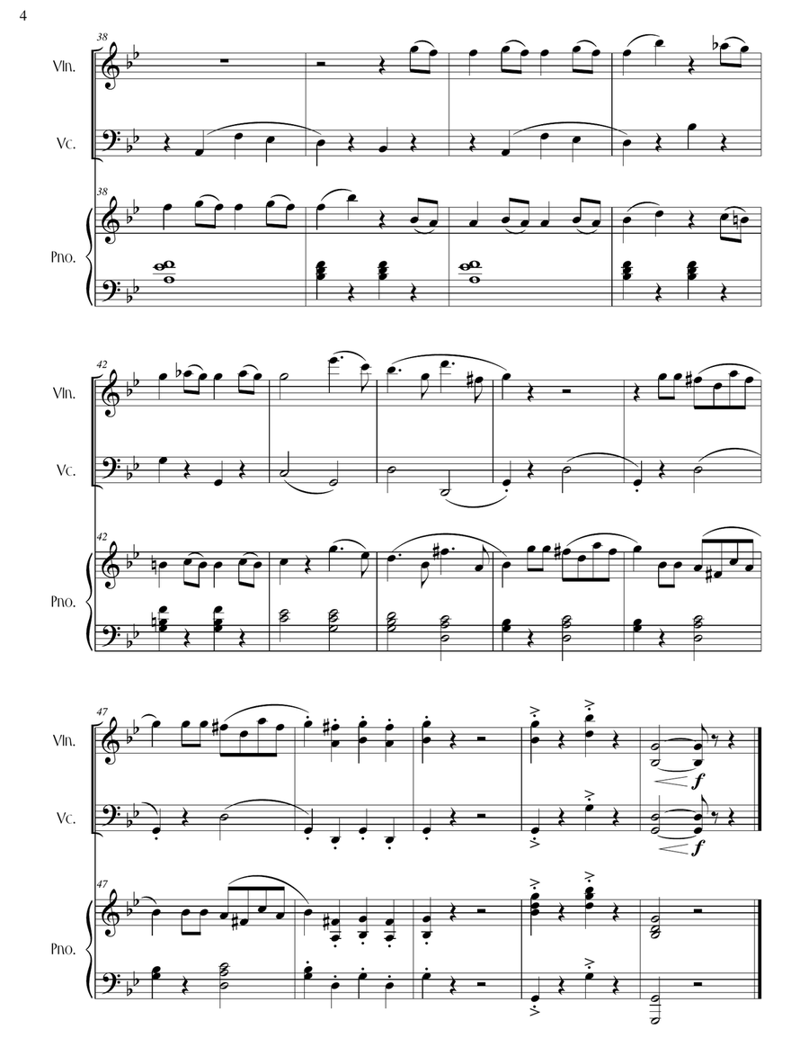 Wolfgang Amadeus Mozart - Theme from Symphony No. 40 for Piano Trio Piano Trio scores gallery preview page 4