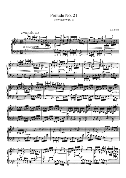 Bach Prelude and Fugue No. 21 BWV 890 in B-flat Major The Well-Tempered Clavier Book II