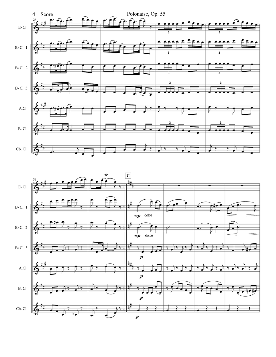 Lyadov Polonaise for Clarinet Choir Clarinet Choir scores gallery preview page 5