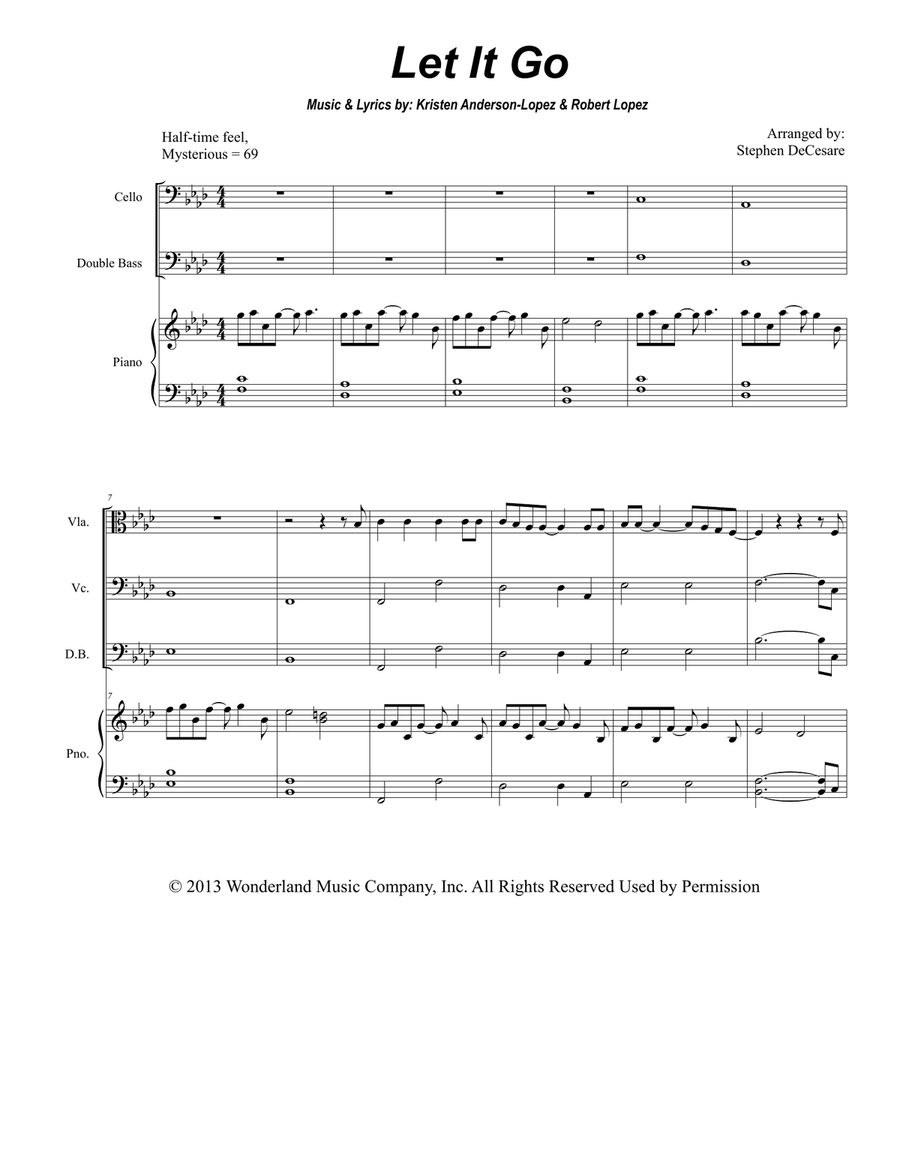 Let It Go (from Frozen) Piano Quintet scores gallery preview page 1