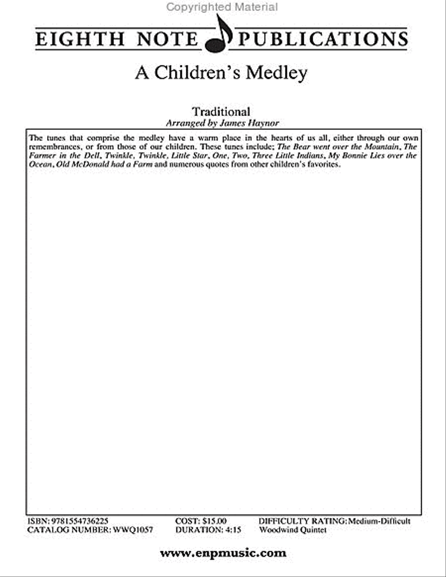 A Children's Medley A Children's Medley Woodwind Quintet scores gallery preview page 2
