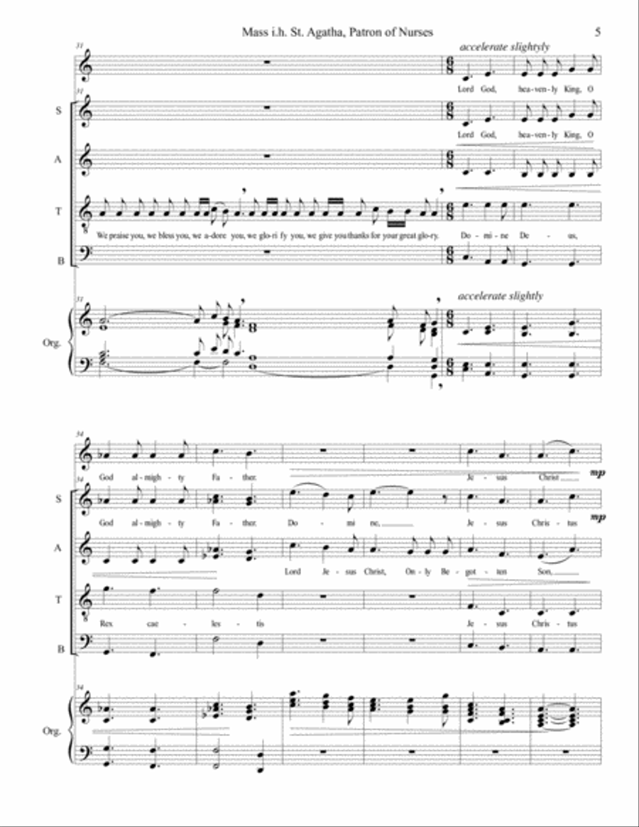 Mass in honor of St. Agatha, Patron of Nurses Piano scores gallery preview page 5