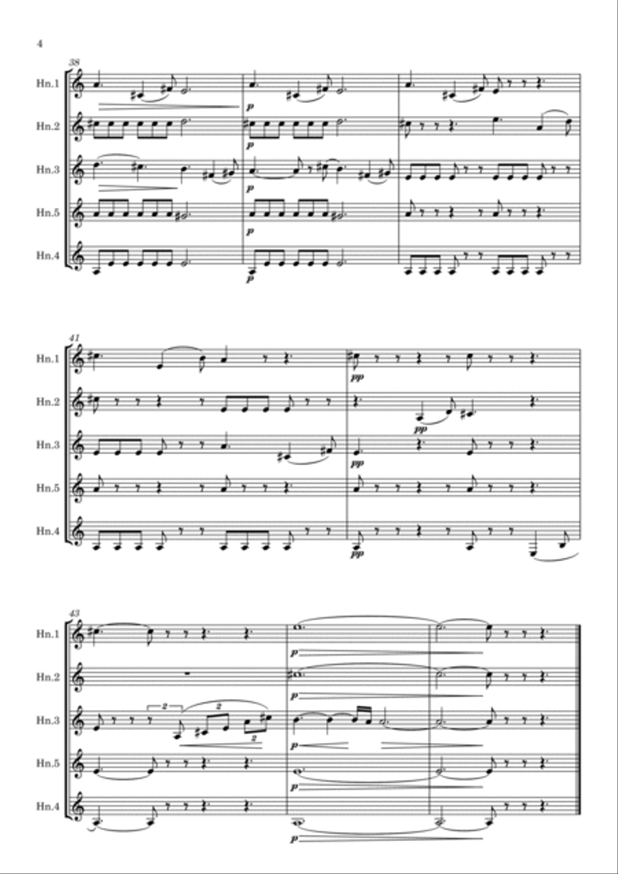 Tchaikovsky: Symphony No. 5 Op.64 Mvt.II Andante cantabile (extract) - horn quartet Brass Quartet scores gallery preview page 5