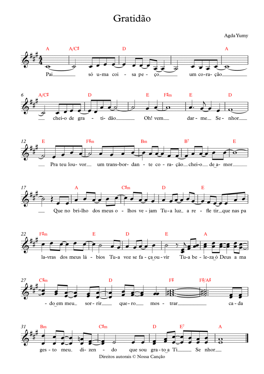 Gratidão Easy Piano scores gallery preview page 1