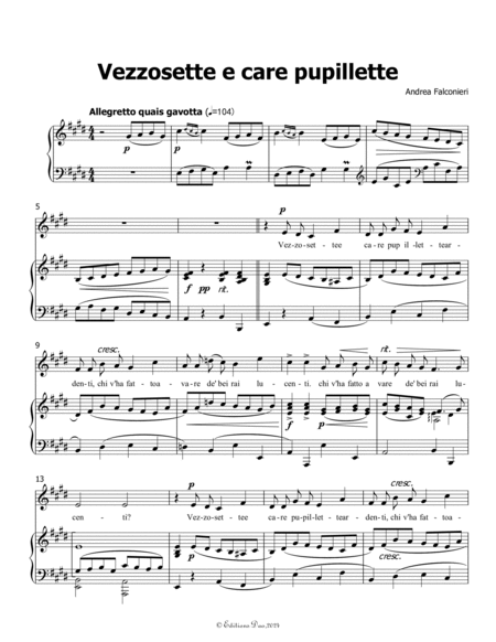 Vezzosette e care pupillette, by Andrea Falconieri, in E Major