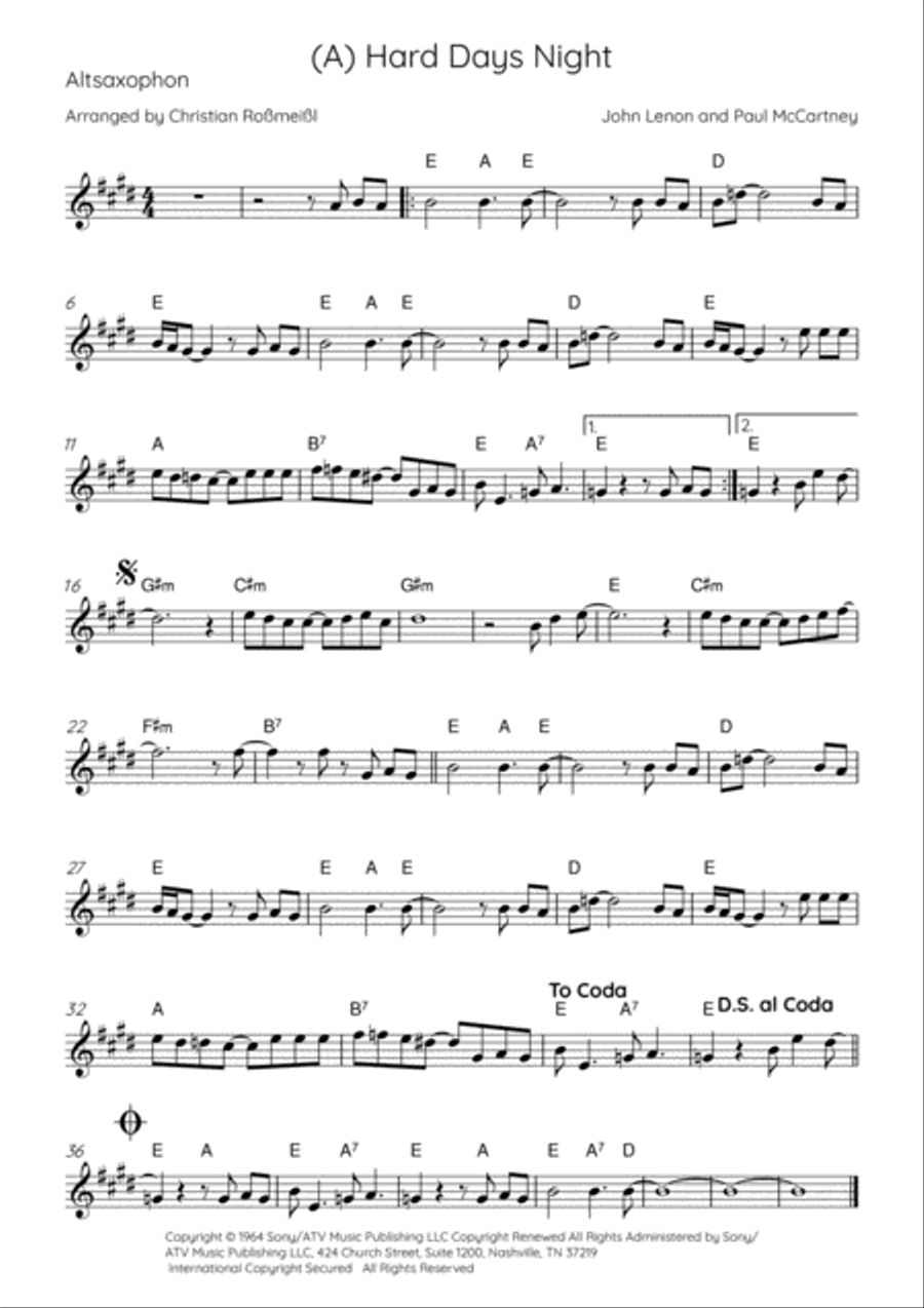 A Hard Day's Night Woodwind Quartet scores gallery preview page 4