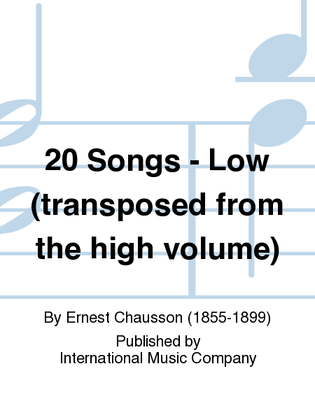 Book cover for 20 Songs. Low (Transposed From The High Volume). (F. & E.)