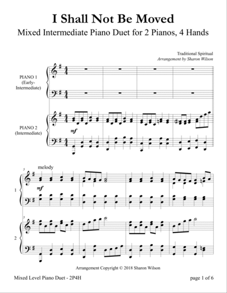 I Shall Not Be Moved (Mixed Level, 2 Pianos, 4 Hands Duet) 2 Pianos, 4-Hands scores gallery preview page 6