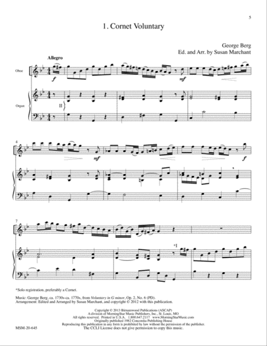Three English Voluntaries Arranged for Oboe and Organ Clarinet scores gallery preview page 4