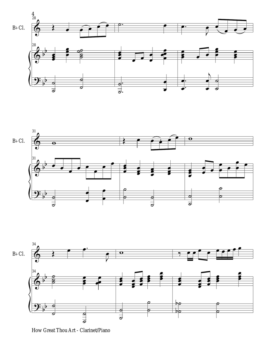 HOW GREAT THOU ART (For Bb Clarinet and Piano with Score\Part) B-Flat Clarinet scores gallery preview page 5