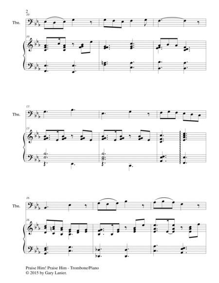 PRAISE HIM! PRAISE HIM! (Duet – Trombone and Piano/Score and Parts) image number null