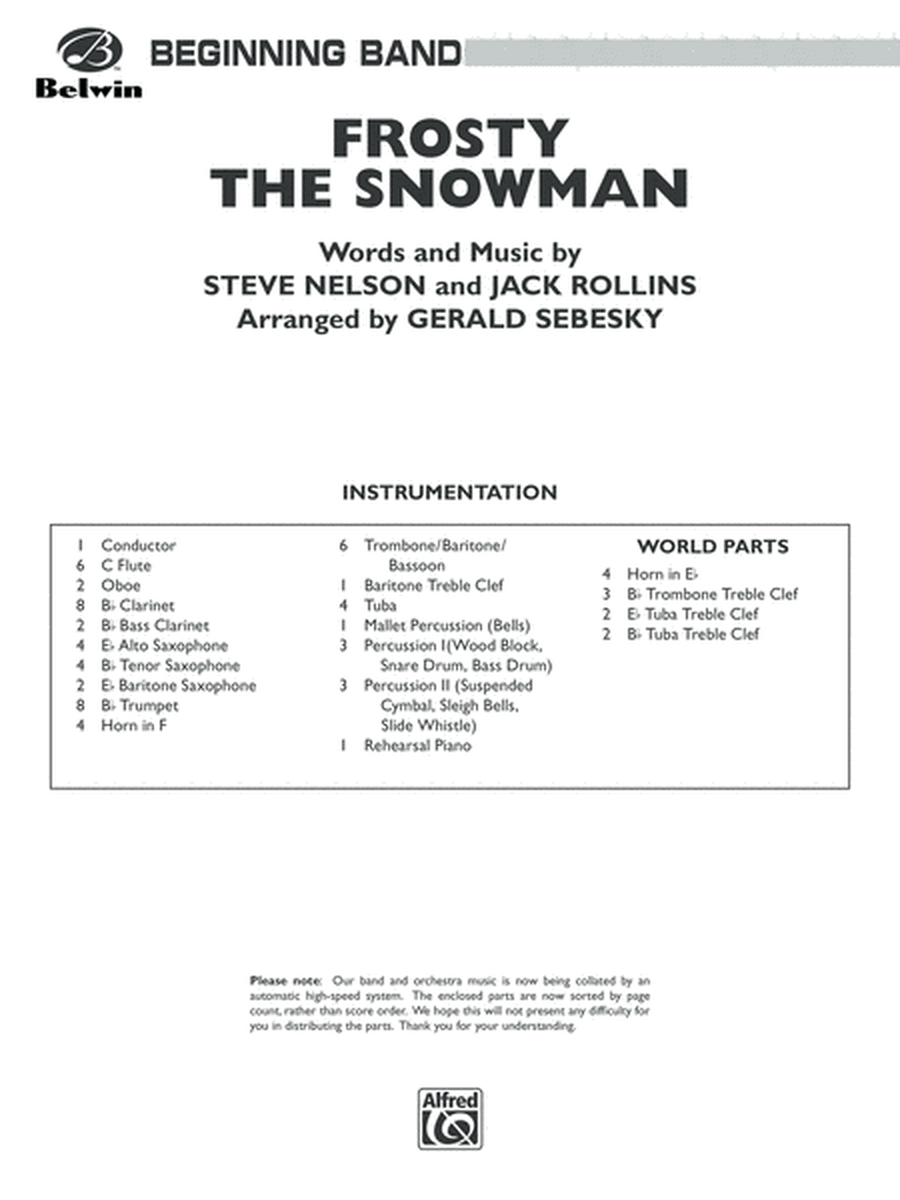 Frosty the Snowman: Score