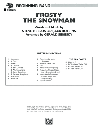 Book cover for Frosty the Snowman: Score
