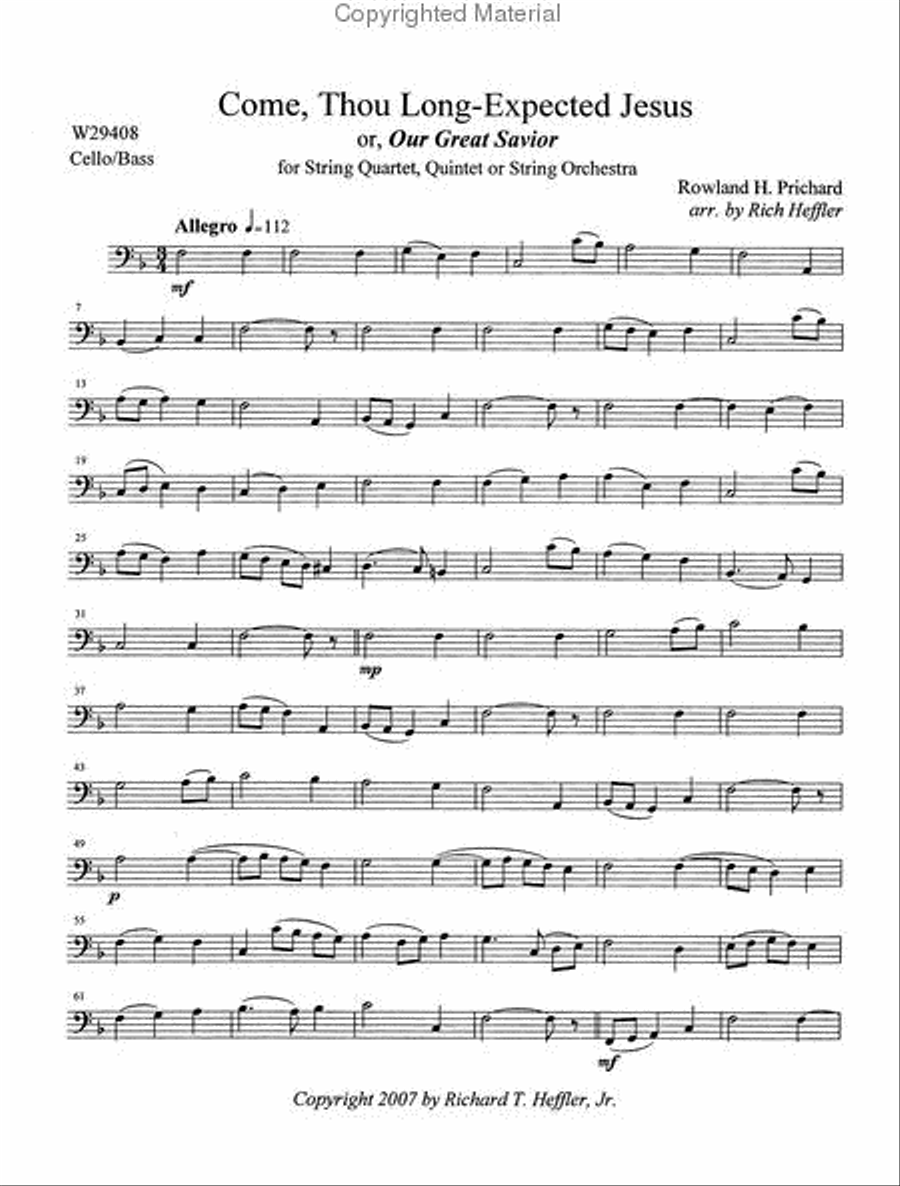 Come, Thou Long-Expected Jesus String Quartet scores gallery preview page 4