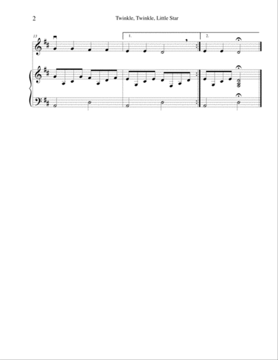 Twinkle, Twinkle, Little Star - for beginning violin with optional piano accompaniment Violin Solo scores gallery preview page 2
