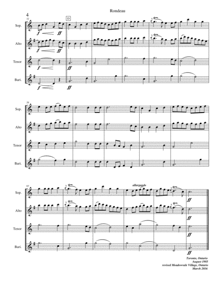 Rondeau from Symphonic Suite No. 1 (Masterpiece Theatre theme) (saxophone quartet version) image number null