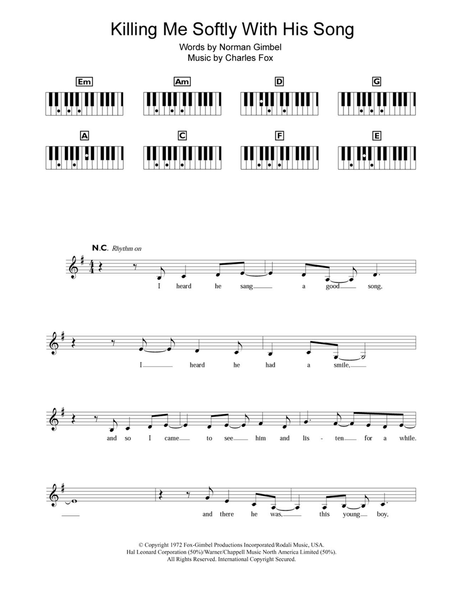 Killing Me Softly Killing Me Softly Piano Solo scores gallery preview page 1