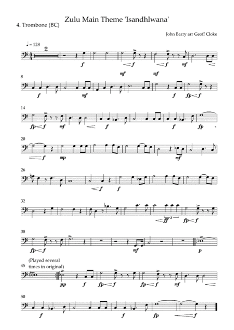 Zulu Theme, Isandhlwana Brass Ensemble scores gallery preview page 5