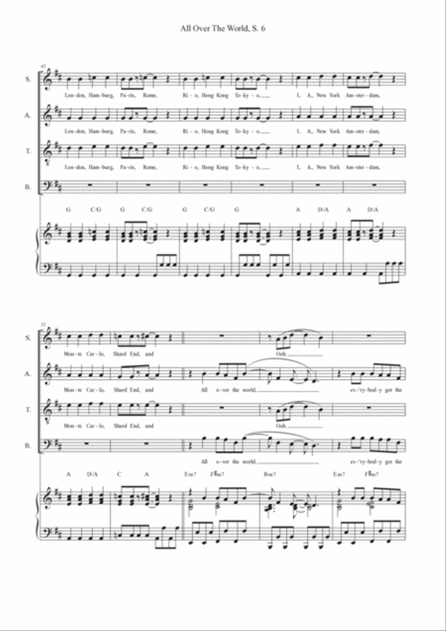 All Over The World 4-Part scores gallery preview page 6