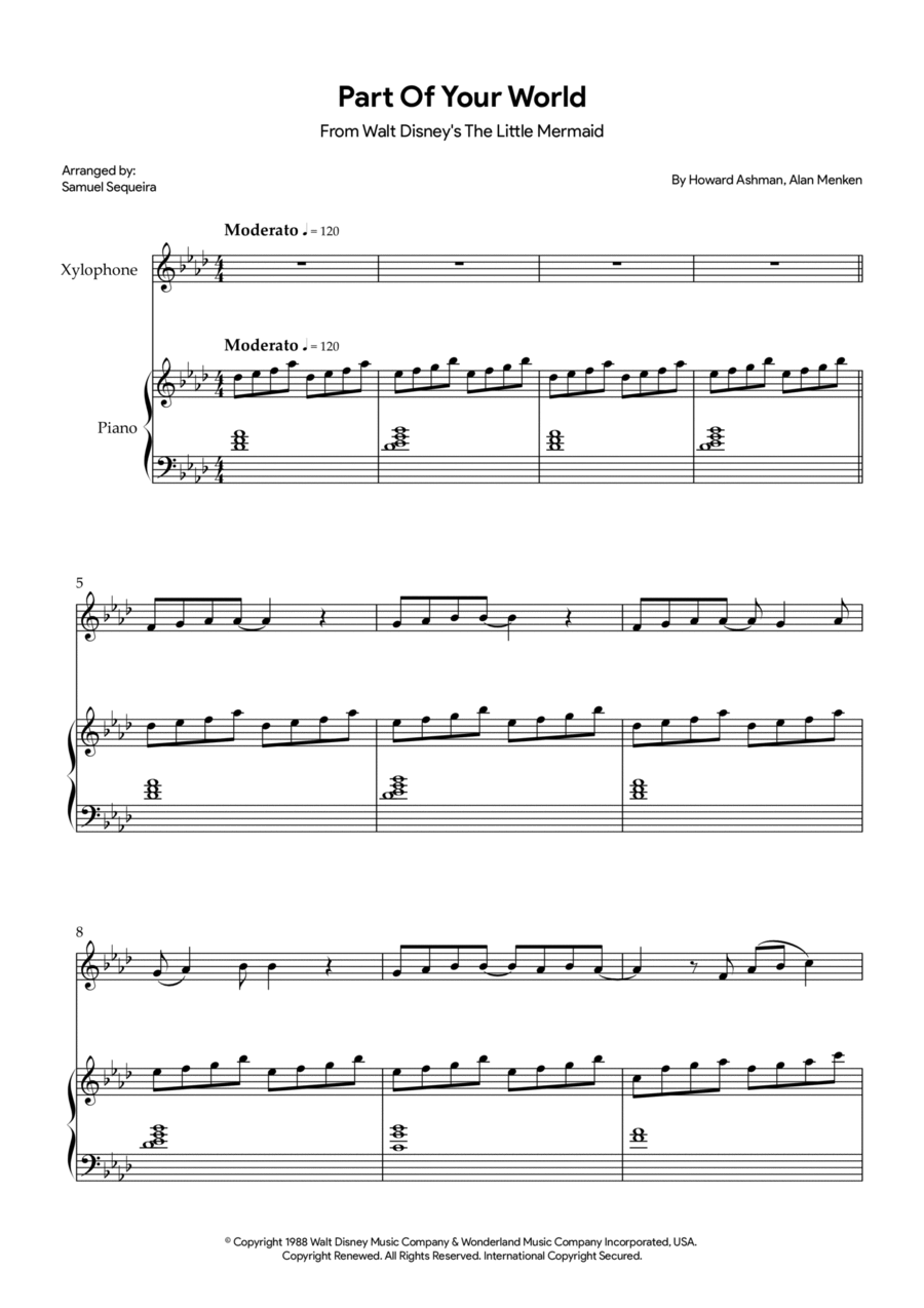 Part Of Your World (reprise) Piano scores gallery preview page 1