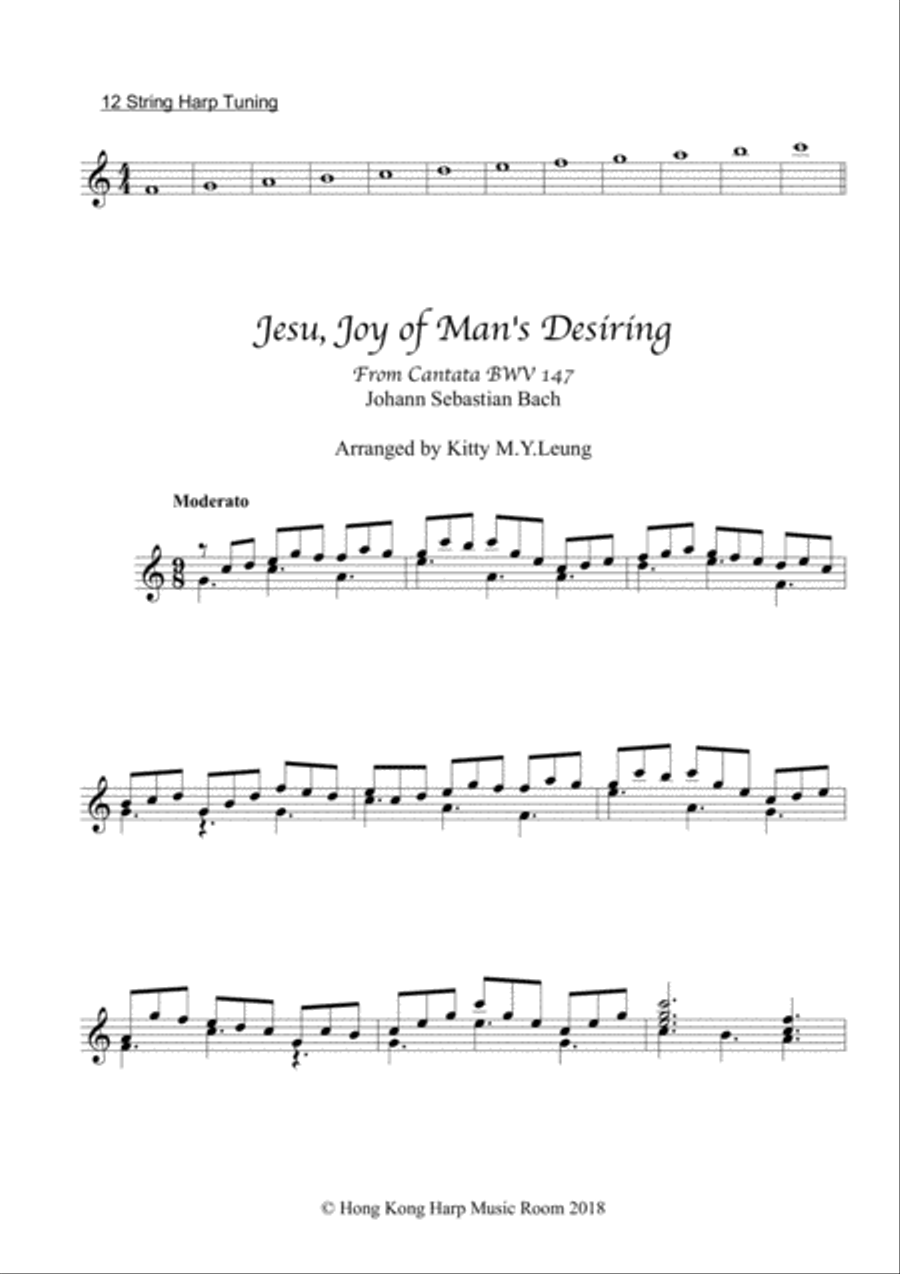 Jesu, Joy of Man's Desiring by J.S. Bach - 12 string harp Harp scores gallery preview page 2