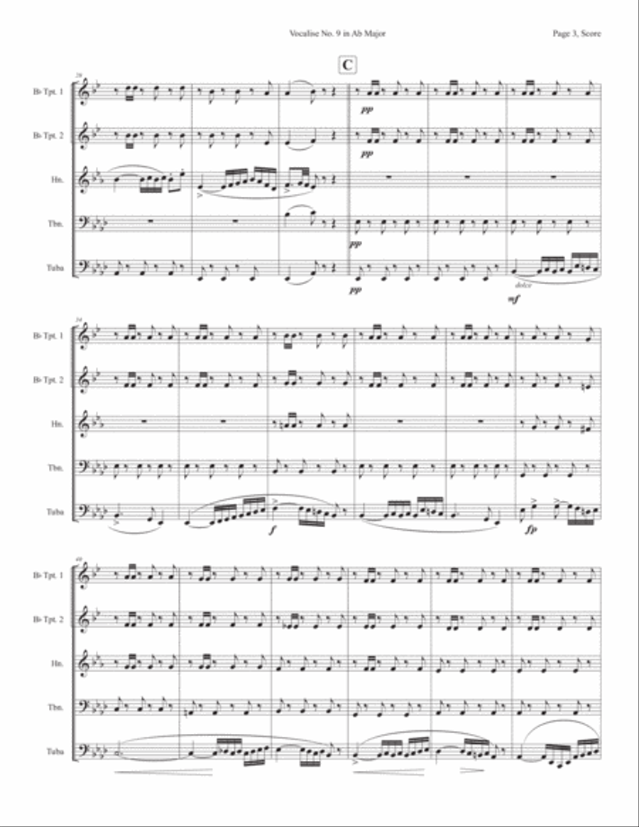 Vocalise No. 9 in Ab Major from 12 Vocalises for Mezzo Soprano Horn scores gallery preview page 3